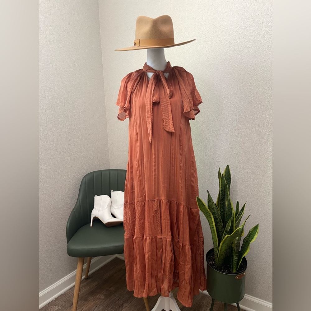 NWT  Listicle - Petite Friendly Camel Boho Cottagecore Fall MIDI Dress